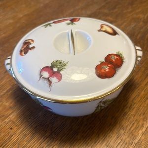 Vintage PILLIVUYT France Porcelain Covered Vegetable Pattern Casserole with Lid